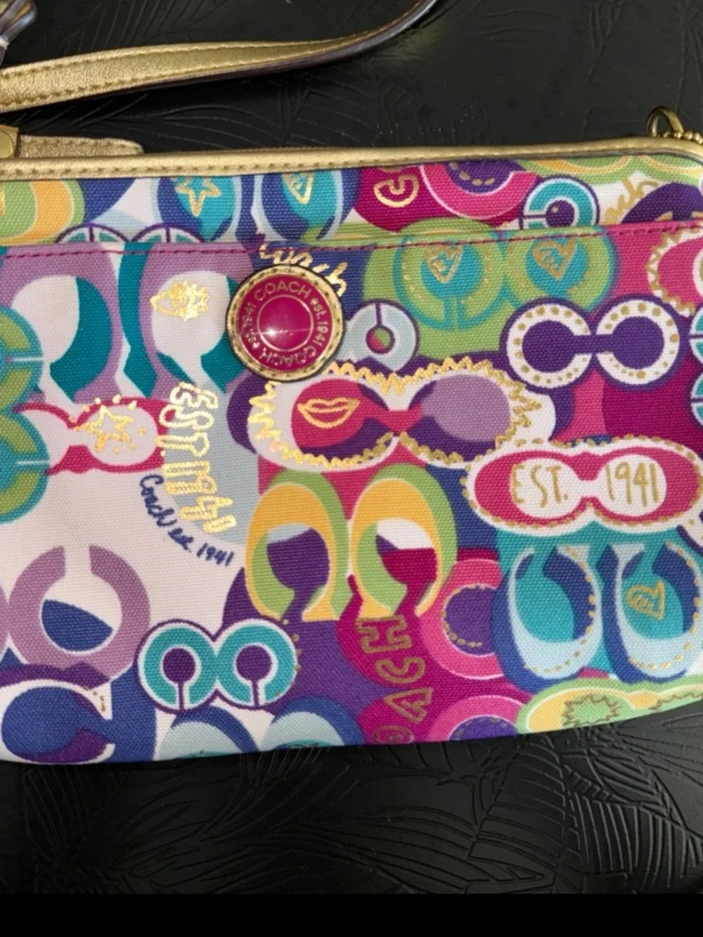 Coach Poppy Pop C Large Wristlet In Signature Canvas